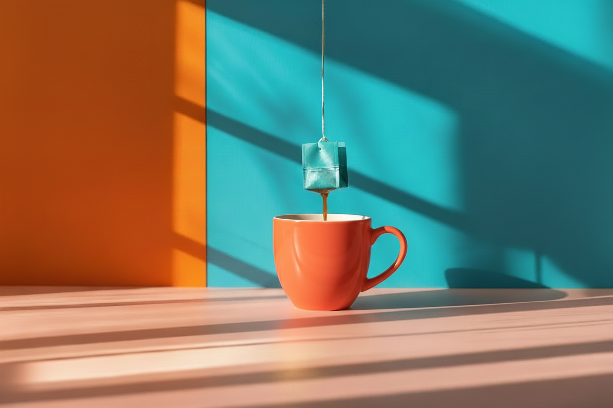 Coffee Cup with Bright Coral Mug